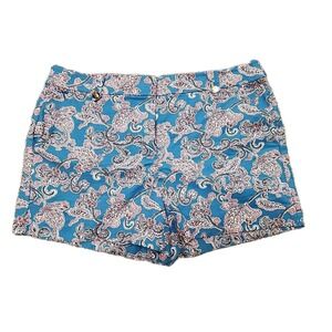 Ann Taylor 12 LOFT Blue Paisley Riviera Short 36x4 Gold Buttons Pockets